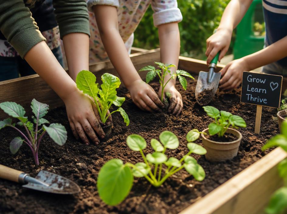 Children planting seedlings